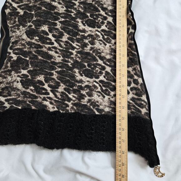 Graychild Leopard Sweater Zip Bling Moon Detail Vintage 90s Y2K Mob Wive Goth - Picture 12 of 12